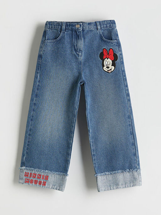 Minnie Mouse Bask?l? K?z ?ocuk Jean Pantolon