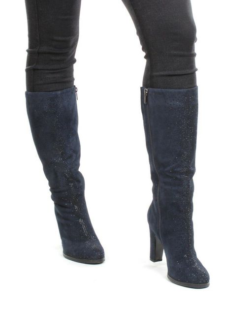 02-F65-011M DARK BLUE Сапоги зимние женские (натуральная замша, натуральный мех (полностью)) - Фабричный китай фото 2
