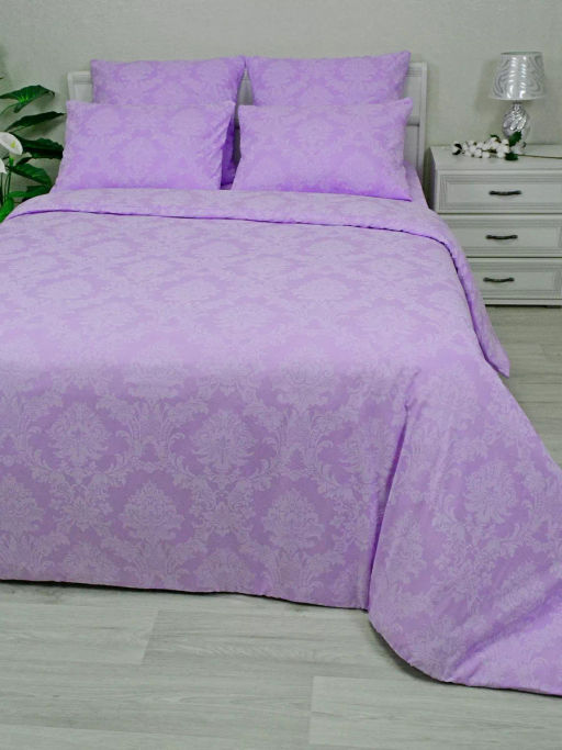 Пододеяльник на молнии поплин "Лиловый-жаккард" 2х. сп. 175х215 Березка