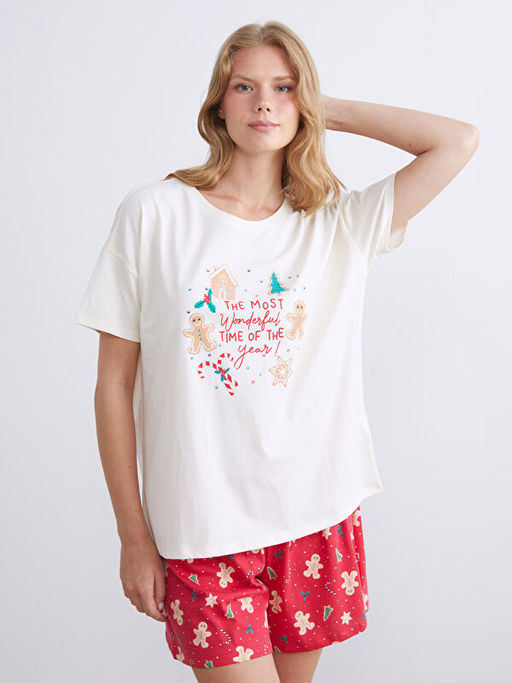 Y?lba?? Temal? Kad?n ?ortlu Pijama Tak?m?