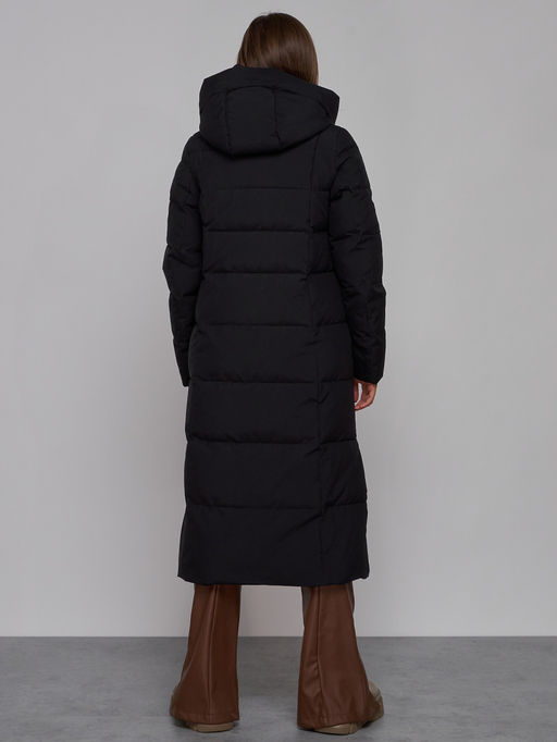 Пальто утепленное молодежное зимнее женское черного цвета 52382Ch - Holdluck фото 5