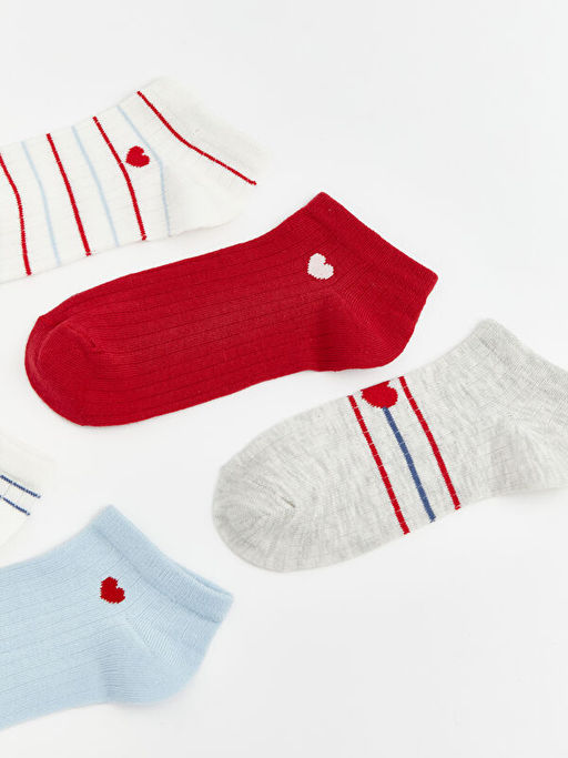 Kalp Desenli Kad?n Patik ?orap 5li