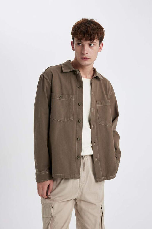 Хлопковая рубашка с длинными рукавами Relax Fit - Defacto фото 6