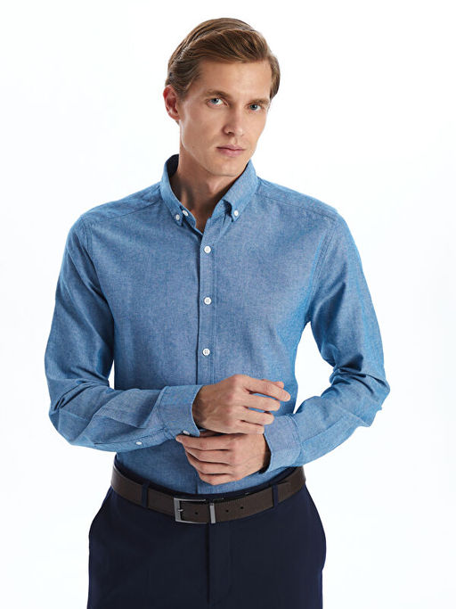 Slim Fit Uzun Kollu Oxford Erkek G?mlek