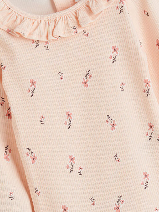 Bisiklet Yaka ?i?ekli K?z Bebek ??t??tl? Bodysuit