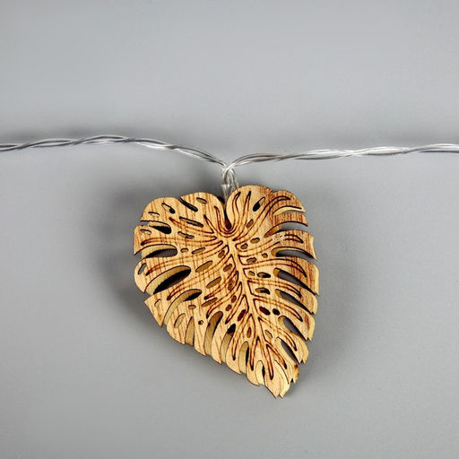 Гирлянда Нить 2.5 м с насадками Листочек, IP20, прозрачная нить, 10 LED, батарейки AAх2 (нет в комплекте), свечение тёплое белое - Luazon lighting фото 4