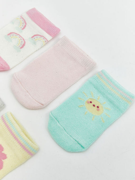 Bask?l? K?z Bebek Patik ?orap 5li