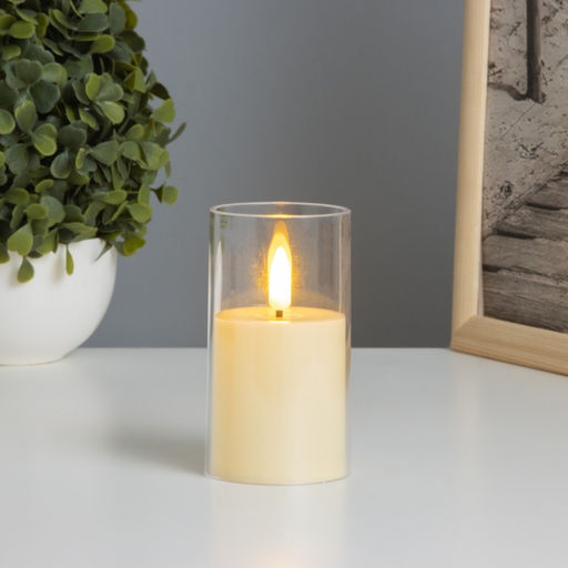 Светодиодная свеча, ночник LED RISALUX «В стакане», 3×LR44, 5.7×5.7×10 см