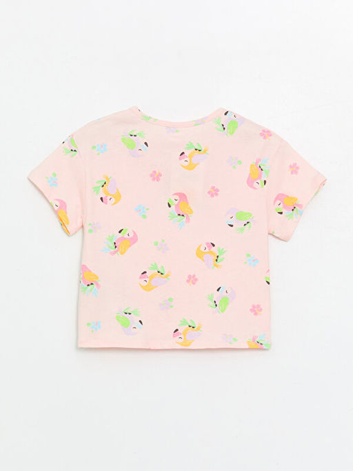 Bisiklet Yaka Bask?l? K?sa Kollu K?z Bebek Ti??rt - Waikiki фото 2