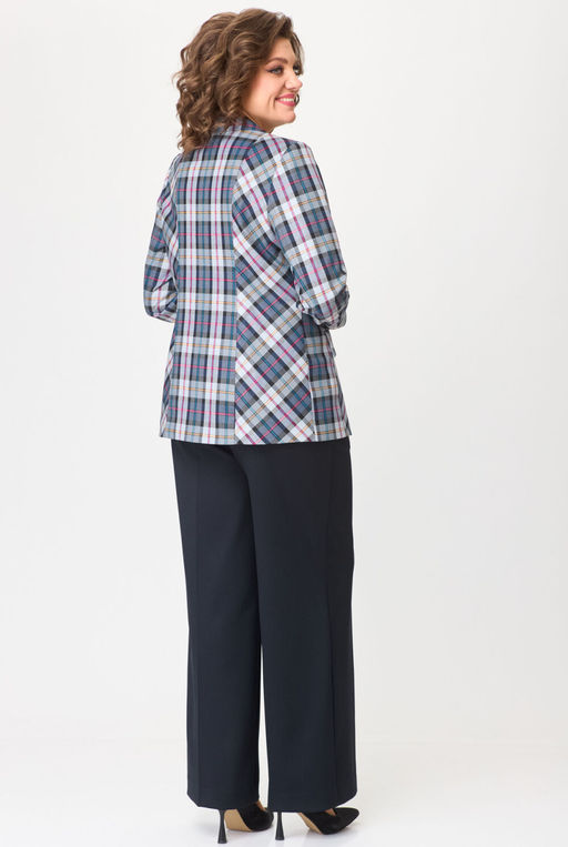 Костюм БелЭльСтиль 412/601 синяя клетка + синий однотон  фото 3