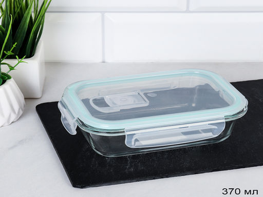 Контейнер прямоугольный крышка с клапаном 370 мл стекло / BXW-370CF /уп 48/