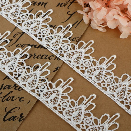 Кружево гипюровое, 35 мм, 9±0.5 м, цвет белый