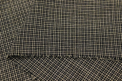 Пестрядь Мелкая клетка цв.бежевый/черный-2, СОРТ2, ш.1.45м, хлопок-95%, п/э-5%,140гр/м.кв - Купава фото 5