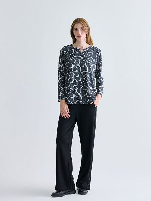 Bisiklet Yaka Desenli Bluz