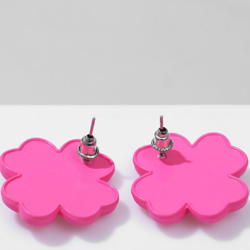 Серьги металл Клевер с сердцами, цвет розовый - Queen fair фото 2