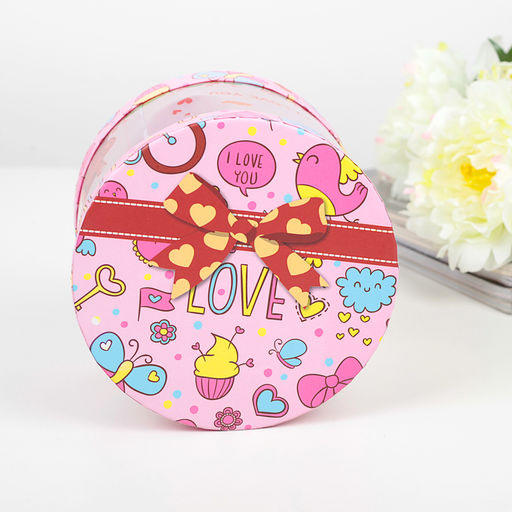 Коробка подарочная круглая Love со светодиодом, 15х15х12 см