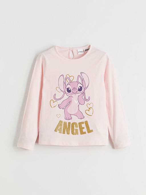 Bisiklet Yaka Angel Bask?l? K?z ?ocuk Ti??rt