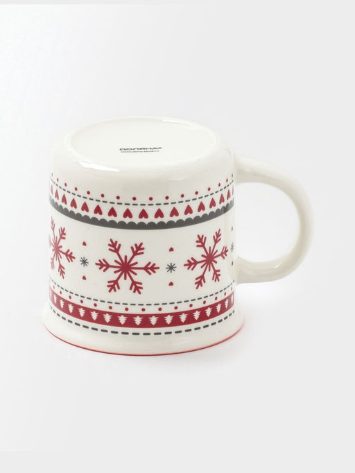 Кружка Доляна «Новый год. Снежинки», 380 мл, фарфор, белая