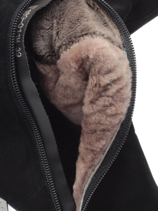 YF189-011M BLACK Полусапоги зимние женские (натуральная замша, натуральный мех (еврозима))