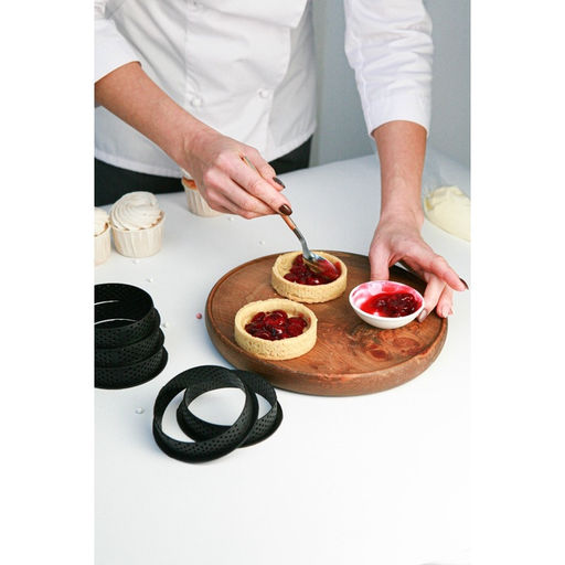 Формы для выпечки тарта Доляна, перфорированные, внутренний d=8.3 см, набор 6 шт., чёрный