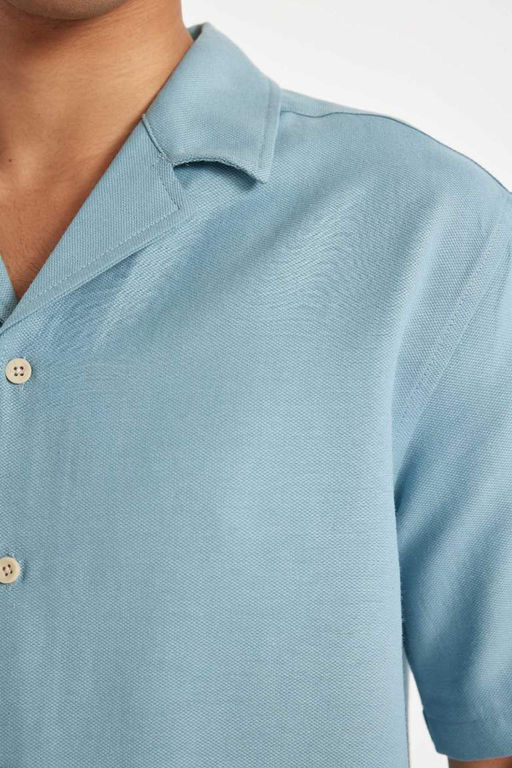 Рубашка обычного кроя с открытым воротником и короткими рукавами - Defacto фото 5