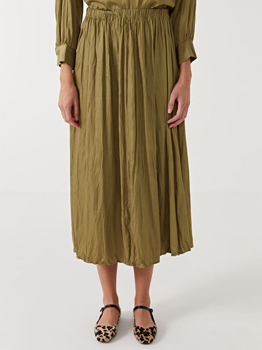 Beli Lastikli Saten Kad?n Etek