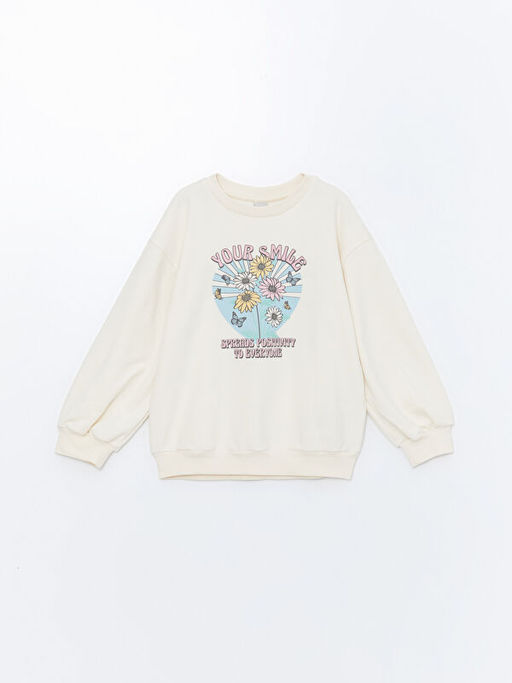 Bisiklet Yaka Bask?l? Uzun Kollu K?z ?ocuk Sweatshirt ve Tayt - Waikiki фото 2