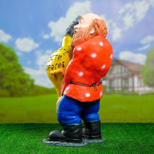 Садовая фигура из полистоуна «Дед с самоваром», 56×34×32 см