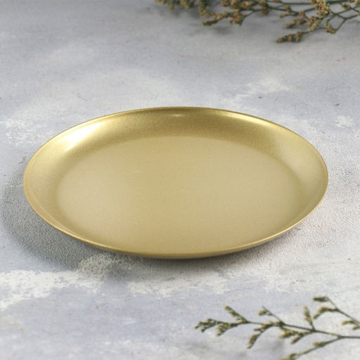 Подсвечник плоский «Чашка», металл, 14×14 см, под золото