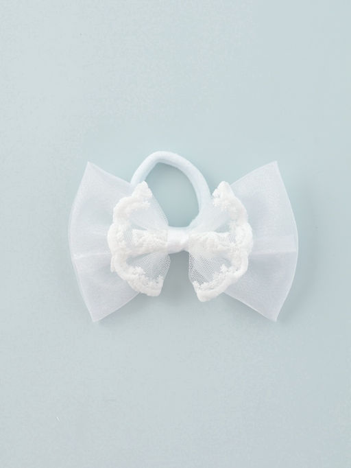 Цена за 6 шт. Бант для волос на резинке «Школьница», кружево, 9×6 см, белый