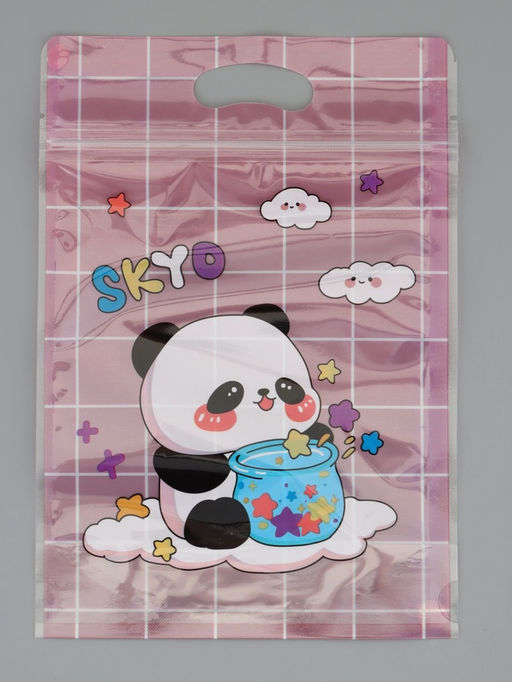 Цена за 50 шт. Пакет подарочный, с zip-lock застежкой, "Панда на луне", 15х23 ± 1см МИКС