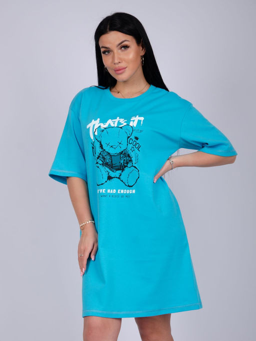 Сорочка "Беверли" бирюза, интерлок пенье