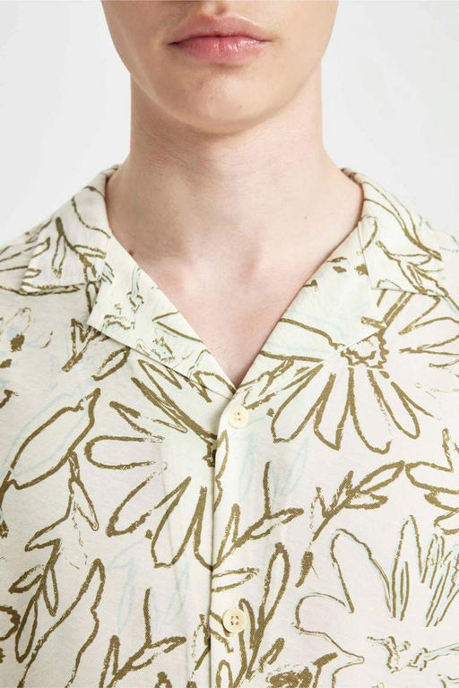 Рубашка из вискозы с коротким рукавом и узором в стиле пэчворк, свободный крой - Defacto фото 5