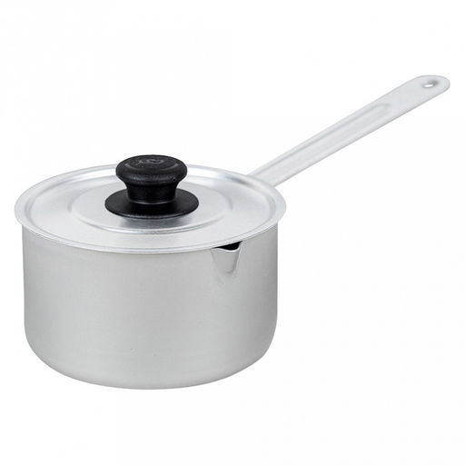 Ковш алюминиевый 0,75л, д12см, h7см, s1,2мм, цилиндрическая форма, металлическая ручка, металличсекая крышка (Россия)