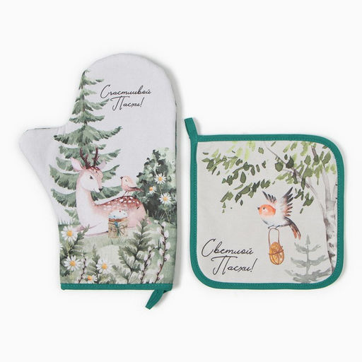 Набор кух. Этель Лесная сказка варежка-прихватка 20х28см, прихватка 19х19см,100% хл  фото 2