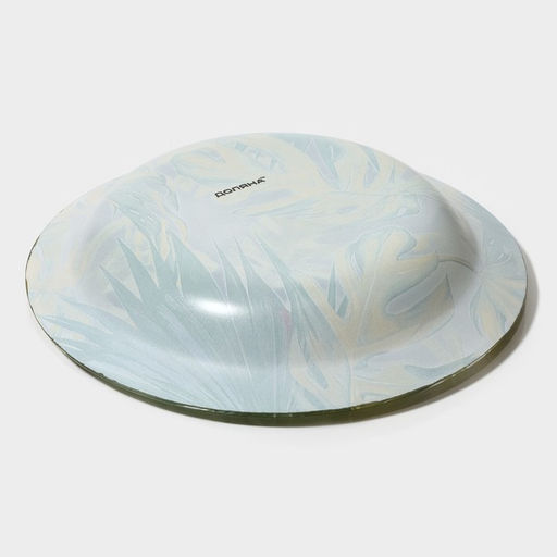 Тарелка глубокая Доляна «Монстера», 430 мл, d=18.5 см, стекло, зелёная