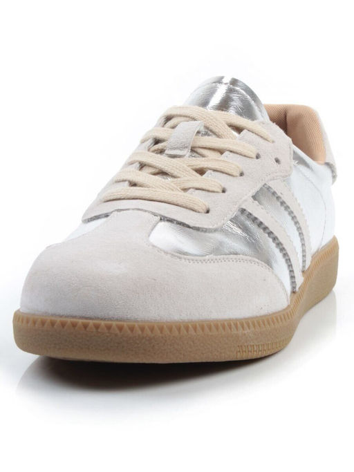 03-270-6C GREY/SILVER Кеды женские (натуральная кожа)