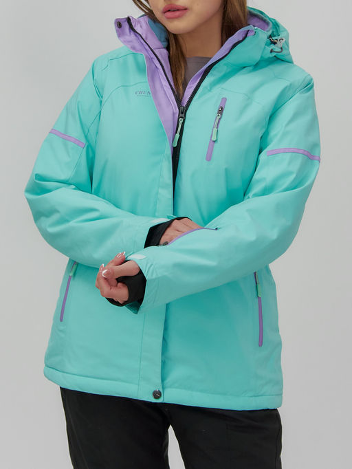 Горнолыжная куртка женская зимняя бирюзового цвета 01_1Br - Chunmai фото 4