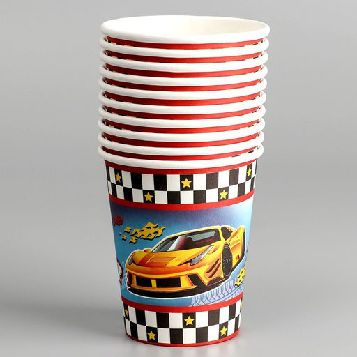 Цена за 10 шт. Стакан бумажный Тачка, 250 мл - Страна карнавалия фото 2