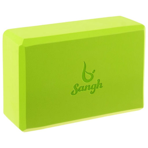 Блок для йоги Sangh, 23×15×8 см, цвет зелёный