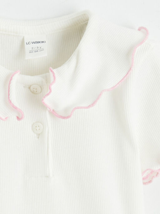 Slim Fit K?z Bebek Polo Yaka Fitilli Ti??rt
