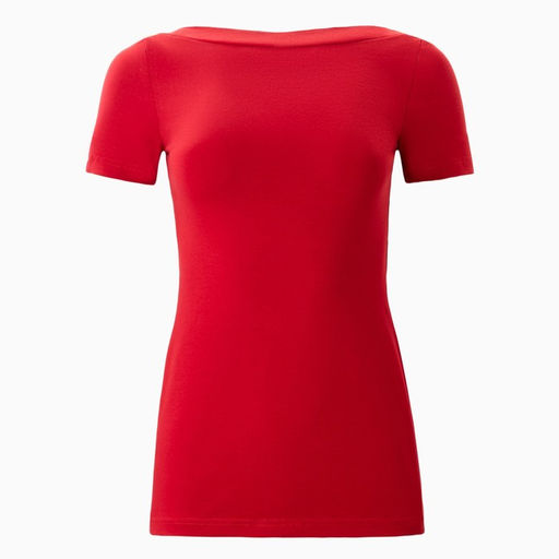 Футболка женская с вырезом лодочка MINAKU: Basic line, красная, размер 44