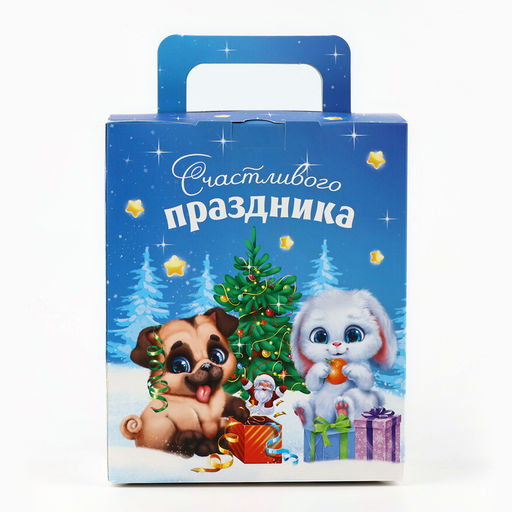 Коробка подарочная новогодняя складная с 3D эффектом Мишка с подарком, 18?15?7.5 см