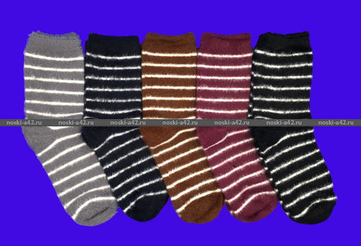 Цена за 5 пар. 5 ПАР - МИНИBS носки женские ангора НОРКА ШЕРСТЬ полосатые арт. 2886-2 36-41 (фактически 36-41) - For you фото 2