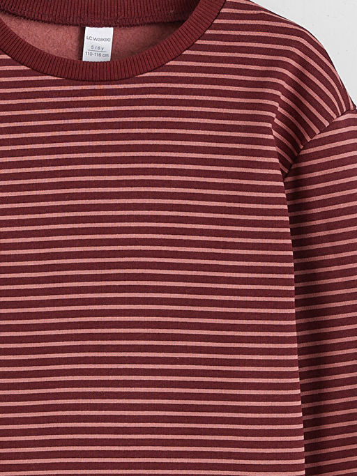 Bisiklet Yaka ?izgili Erkek ?ocuk Kal?n Sweatshirt