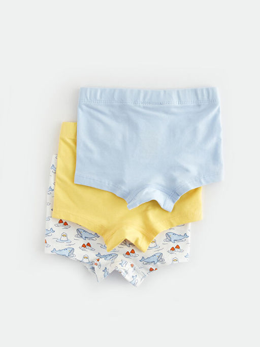 Beli Lastikli Bask?l? Erkek Bebek Boxer 3l? - Waikiki фото 2