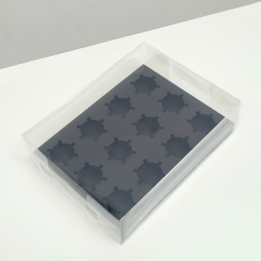 Коробка для 12 капкейков, с прозрачной крышкой, чёрная, 34.7×26.3×10 см