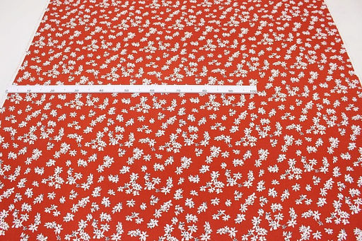 Штапель Жасминовые цветочки на кирпично-терракотовом, ш.1.43м, вискоза-100%, 100гр/м.кв - Купава фото 7