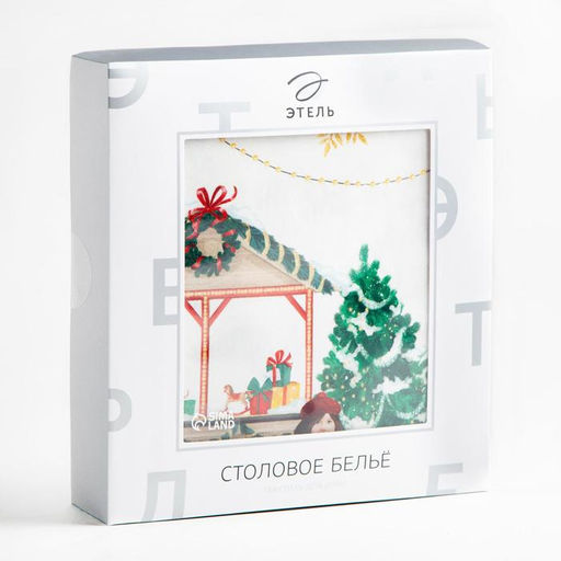 Скатерть новогодняя Этель Новогодняя ярмарка d=220 +/- 3см с ГМВО, 100% хлопок, саржа 190 гр/м2  фото 10