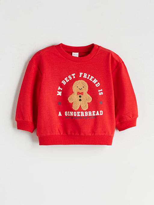 Bask?l? Erkek Bebek Sweatshirt ve Pantolon 2li